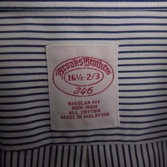 Brooks Brothers 346 Long Sleeve Button Down Dress Shirt Blue Striped Blue 16.5 - Picture 2 of 8
